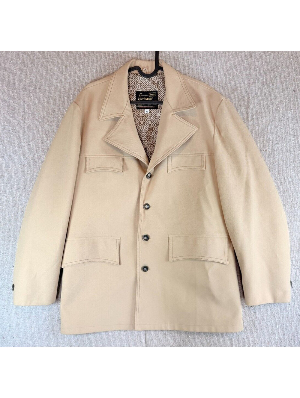 VTG 1960's Mens Sz 42 Sears Sportswear Western Blazer Sports Jacket Khaki